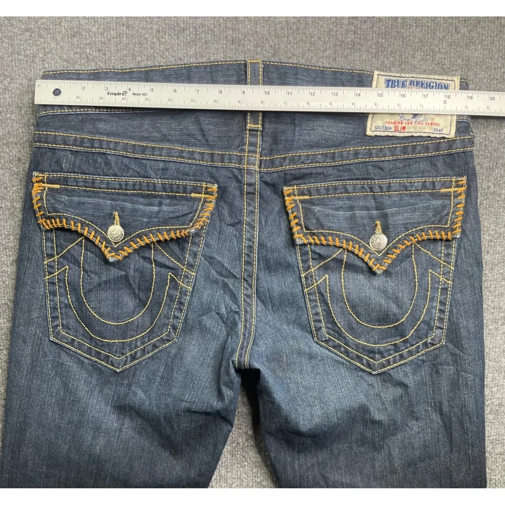 True Religion Slim Section Jeans Mens 36 Blue Dark Wash Straight Made‎ in USA